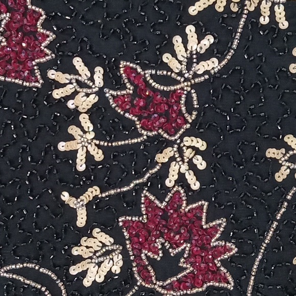 Anthropologie Raga Hand Beaded Sequin Mini Skirt Black Multi Floral Embellished - Picture 9 of 16